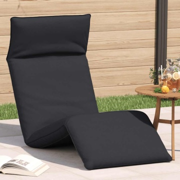 Șezlong pliabil negru 175x54x8,5 cm țesătură Oxford - Img 1
