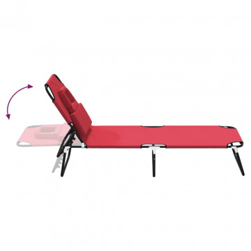 Șezlong pliabil roșu țesătură Oxford&oțel vopsit electrostatic - Img 5