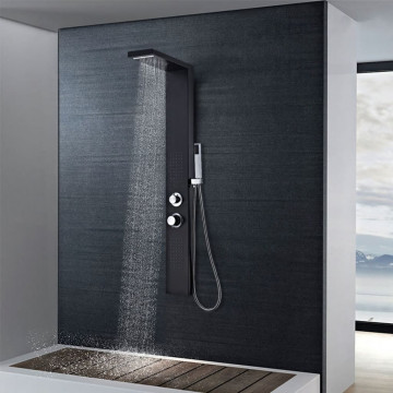 Sistem panel de duș din aluminiu, negru mat - Img 2