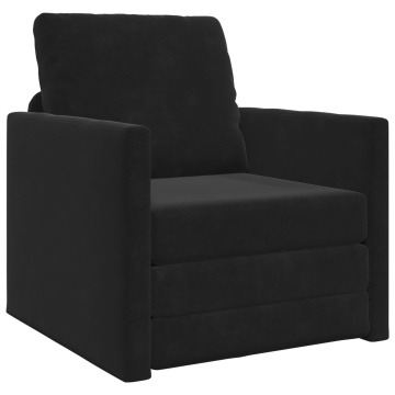 Sofa Pat 2-in-1 Negru 74x77x81 cm Catifea - Img 2