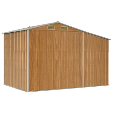 Șopron de grădină maro deschis 277x192,5x179 cm oțel galvanizat - Img 6
