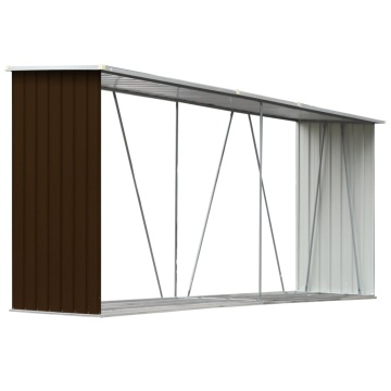 Șopron depozitare lemne, maro, 330x84x152 cm, oțel galvanizat - Img 2