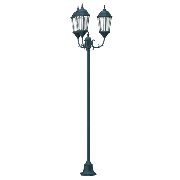 Stâlp de lumină pentru grădină cu 3 lămpi E27 Verde 220 cm Aluminiu - Img 2