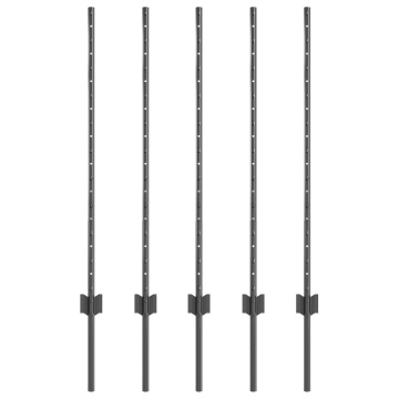 Stâlpi 10 pcs U-Channel Gri 100 cm Oțel - Img 2