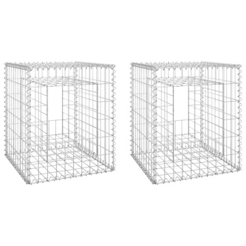 Stâlpi coș gabion, 2 buc., 50x50x60 cm, fier - Img 2