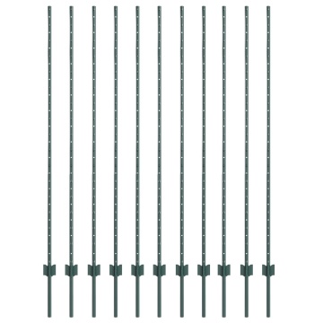 Stâlpi de gard 11 pcs U-Channel Verde 160 cm Oțel - Img 2