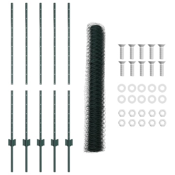 Stâlpi de gard 5 pcs U-Channel Verde 120 cm, Gard hexagonal Verde 1,2x10 m - Img 4