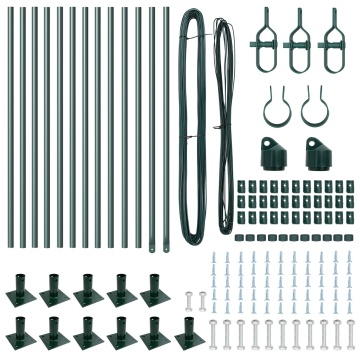 Stâlpi de gard cu plăci de bază 13 pcs Ø32mm 110cm oțel galvanizat - Img 4