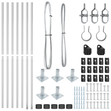 Stâlpi de gard cu plăci de bază 7 pcs Ø32mm 83,5cm Oțel galvanizat - Img 4