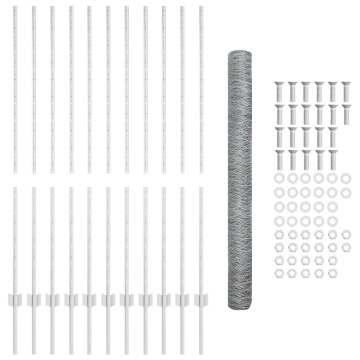 Stâlpi de Împrejmuire 22 buc U-Channel 140 cm Oțel Galvanizat, Împrejmuire Hexagonală 1.4x25 m Oțel Galvanizat - Img 3