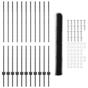 Stâlpi pentru gard 22 buc U-Channel Gri 140 cm Oțel, Gard hexagonal Gri 1.4x25 m Oțel - Img 4