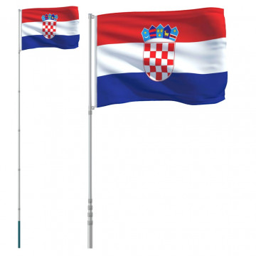 Steag Croația și stâlp din aluminiu, 5,55 m - Img 2
