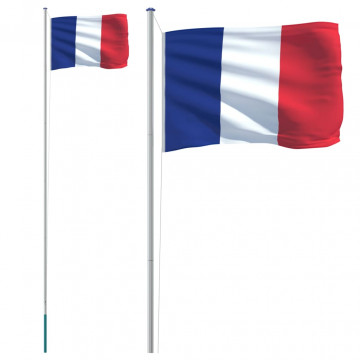 Steag Franța și stâlp din aluminiu, 6,23 m - Img 2