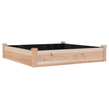 Strat de grădină înălțat cu căptușeală, 120x120x25 cm lemn brad - Img 2