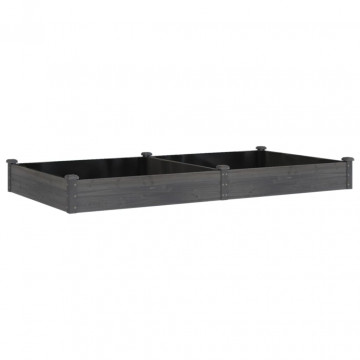 Strat grădină înălțat cu căptușeală gri 240x120x25cm, lemn brad - Img 2