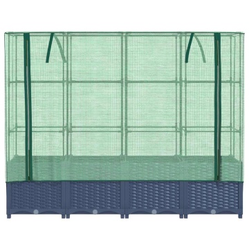 Strat înălțat cu husă de seră, aspect ratan, 160x40x138 cm - Img 4