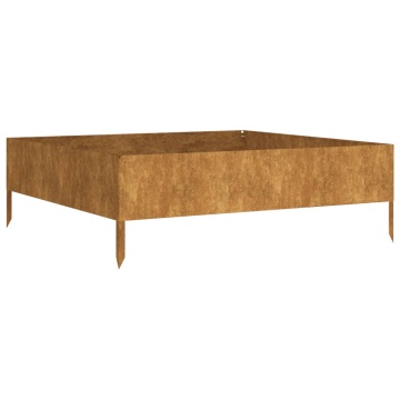 Strat înălțat de grădină, 100x100x33,5 cm, oțel corten - Img 2