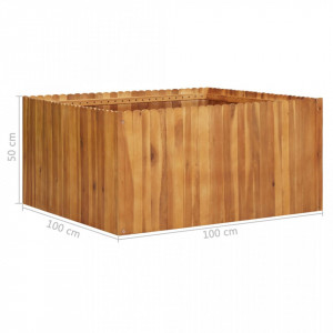 Strat înălțat de grădină, 100x100x50 cm, lemn masiv de acacia - Img 5