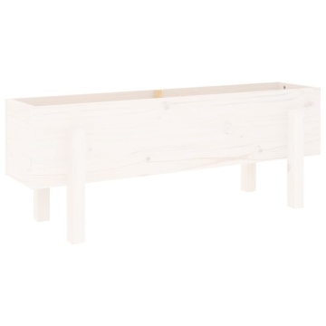 Strat înălțat de grădină, alb, 101x30x38 cm, lemn masiv de pin - Img 2