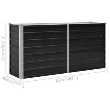 Strat înălțat de grădină antracit 160x40x77 cm oțel galvanizat - Img 8