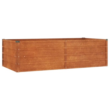 Strat înălțat de grădină, ruginiu, 160x80x45 cm, oțel corten - Img 2
