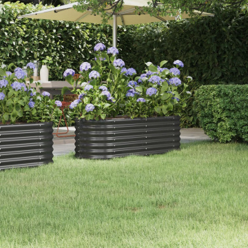 Strat înălțat grădină 114x40x36 cm oțel vopsit electrostatic - Img 1