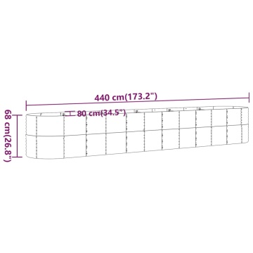Strat înălțat grădină 440x80x68 cm oțel vopsit electrostatic - Img 5