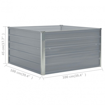 Strat înălțat grădină, gri, 100x100x45 cm, oțel galvanizat - Img 5
