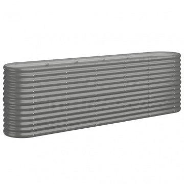 Strat înălțat grădină gri 224x40x68cm oțel vopsit electrostatic - Img 2