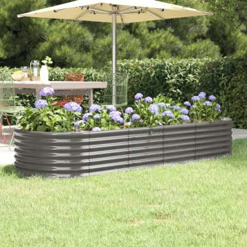 Strat înălțat grădină gri 224x80x36cm oțel vopsit electrostatic - Img 1