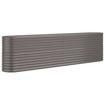 Strat înălțat grădină gri 260x40x68cm oțel vopsit electrostatic - Img 2