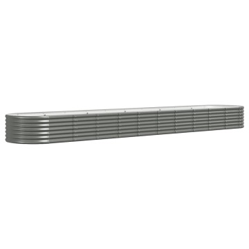 Strat înălțat grădină gri 440x80x36cm oțel vopsit electrostatic - Img 2