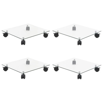 Suport cu role de plante 4 buc 35x35cm sticlă securizată pătrat - Img 1