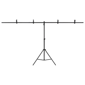 Suport de fundal în formă de T, negru, 201x60x(70-200) cm - Img 3