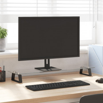 Suport de monitor, negru, 80x20x8 cm, sticlă securizată/ metal - Img 1