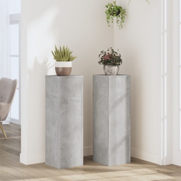 Suport de plante, 2 buc., gri beton, 25x25x80 cm lemn prelucrat - Img 1