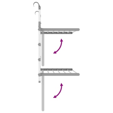 Suport de uscare pentru balcon, 54x25x42 cm, aluminiu - Img 8