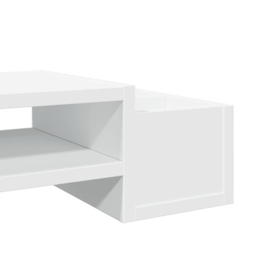 Suport monitor cu depozitare, alb, 70x27x15 cm, lemn prelucrat - Img 6