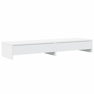 Suport monitor cu sertare, alb, 100x27x15 cm, lemn prelucrat - Img 2
