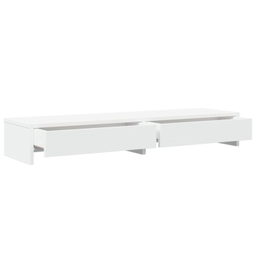 Suport monitor cu sertare, alb, 100x27x15 cm, lemn prelucrat - Img 8