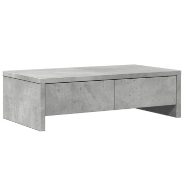 Suport monitor cu sertare gri beton 50x27x15 cm lemn prelucrat - Img 2