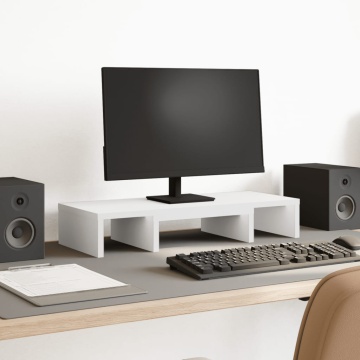 Suport monitor reglabil, alb, 60x24x10,5 cm, lemn prelucrat - Img 1