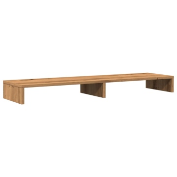 Suport monitor, stejar artizanal, 100x27x10 cm, lemn prelucrat - Img 2