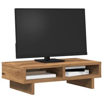 Suport monitor, stejar artizanal, 50x27x15 cm, lemn prelucrat - Img 3