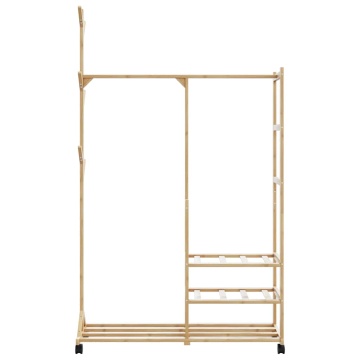 Suport pentru haine cu rafturi și roți 100x38x175,5 cm bambus - Img 4