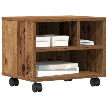 Suport pentru imprimantă cu roți Lemn vechi 41x32x33,5 cm - Img 3