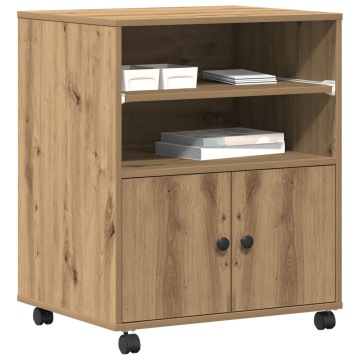 Suport pentru imprimantă cu roți Stejar Artisan 60x48x74 cm - Img 3
