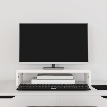 Suport pentru monitor, alb, 50x27x10 cm, lemn masiv pin - Img 1