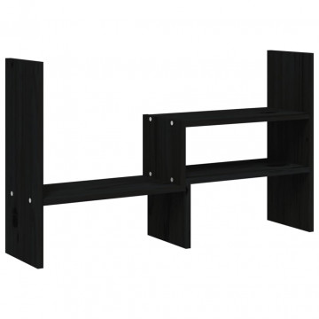 Suport pentru monitor, negru, (39-72)x17x43 cm, lemn masiv pin - Img 2
