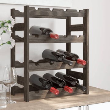 Suport sticle de vin, 16 sticle, gri, lemn masiv de pin - Img 1